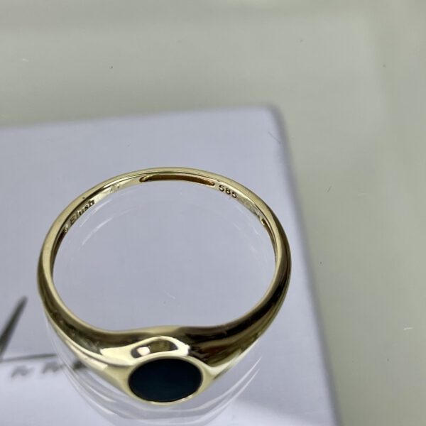 14k Blush zegelring met zwarte onyx steen - Afbeelding 4