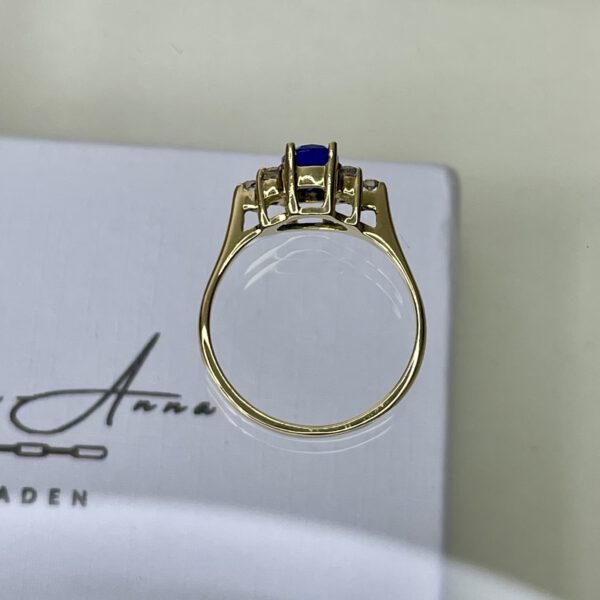 14k vintage ring saffier en diamanten - Afbeelding 4