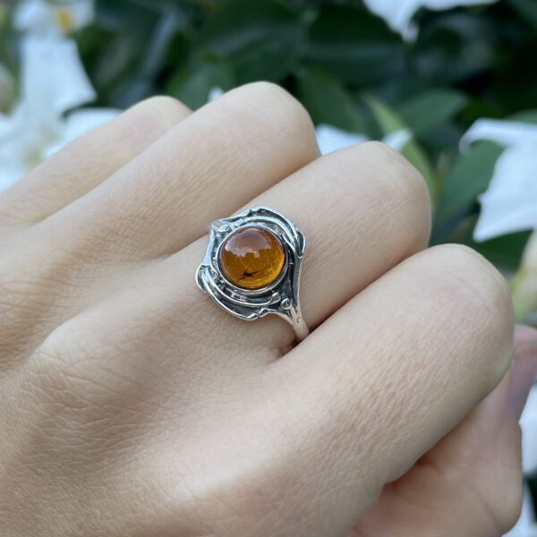 Vintage ring met barnsteen (maat 18,5) - Afbeelding 4