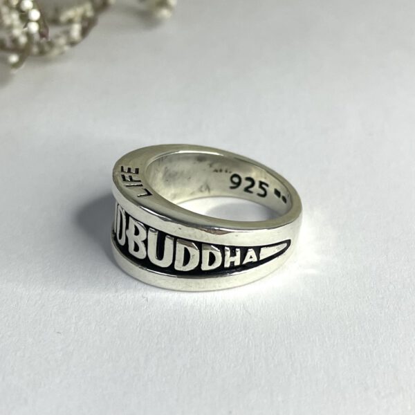 Buddha to Buddha ring met tekst (maat 18) - Afbeelding 2